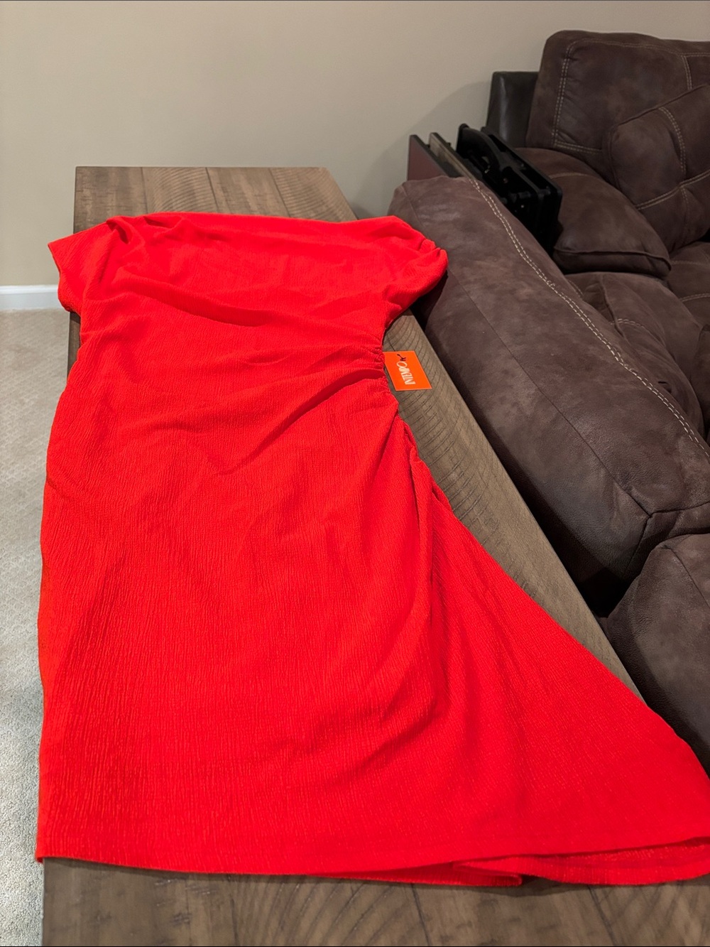 NWT Bright Red Textured Polyester Dress